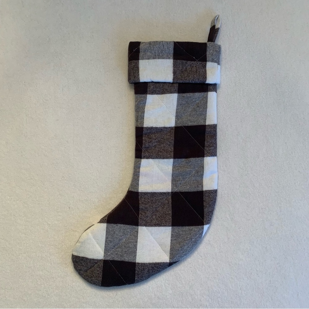 Charcoal grey and cream plaid stocking